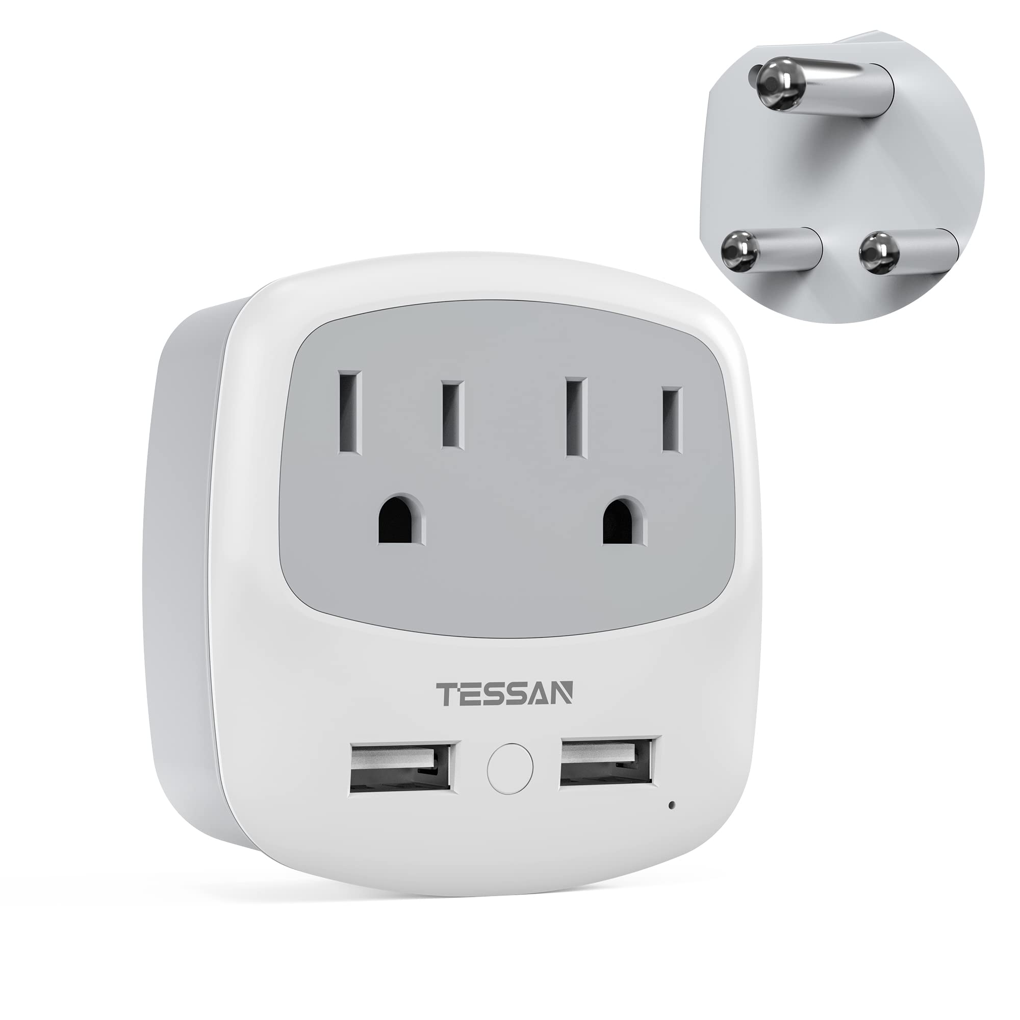 Foto 2 pulgar | Adaptador De Corriente Tessan Tipo M, Adaptador De Viaje Con 2 Puertos Usb - Venta Internacional.