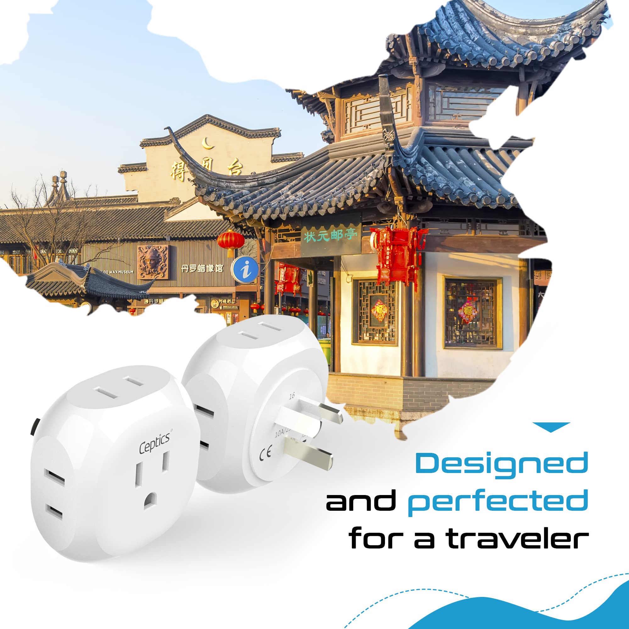 Foto 5 pulgar | Adaptador De Enchufe De Viaje Ceptics Australia, Nueva Zelanda, China - Venta Internacional.