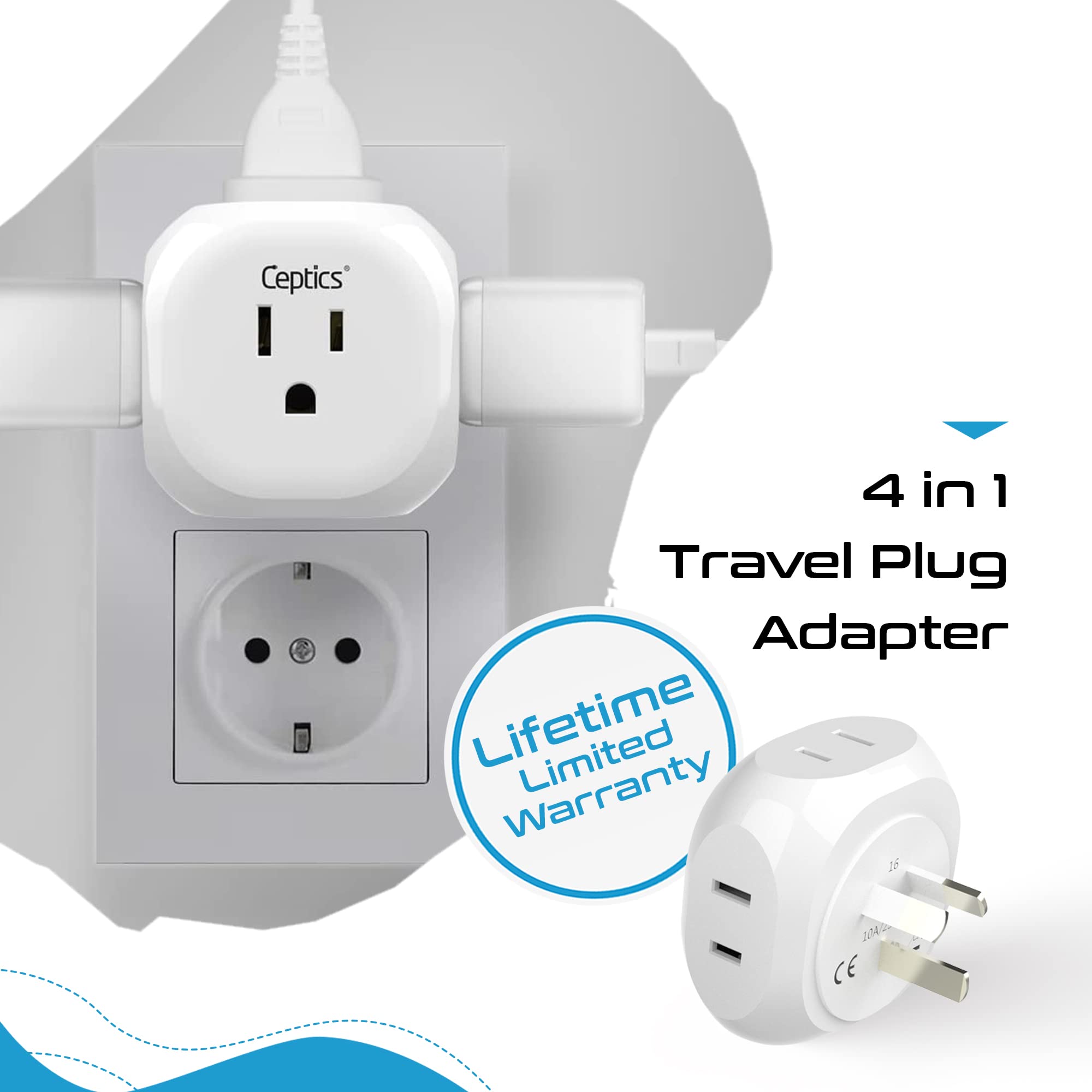 Foto 6 | Adaptador De Enchufe De Viaje Ceptics Australia, Nueva Zelanda, China - Venta Internacional.