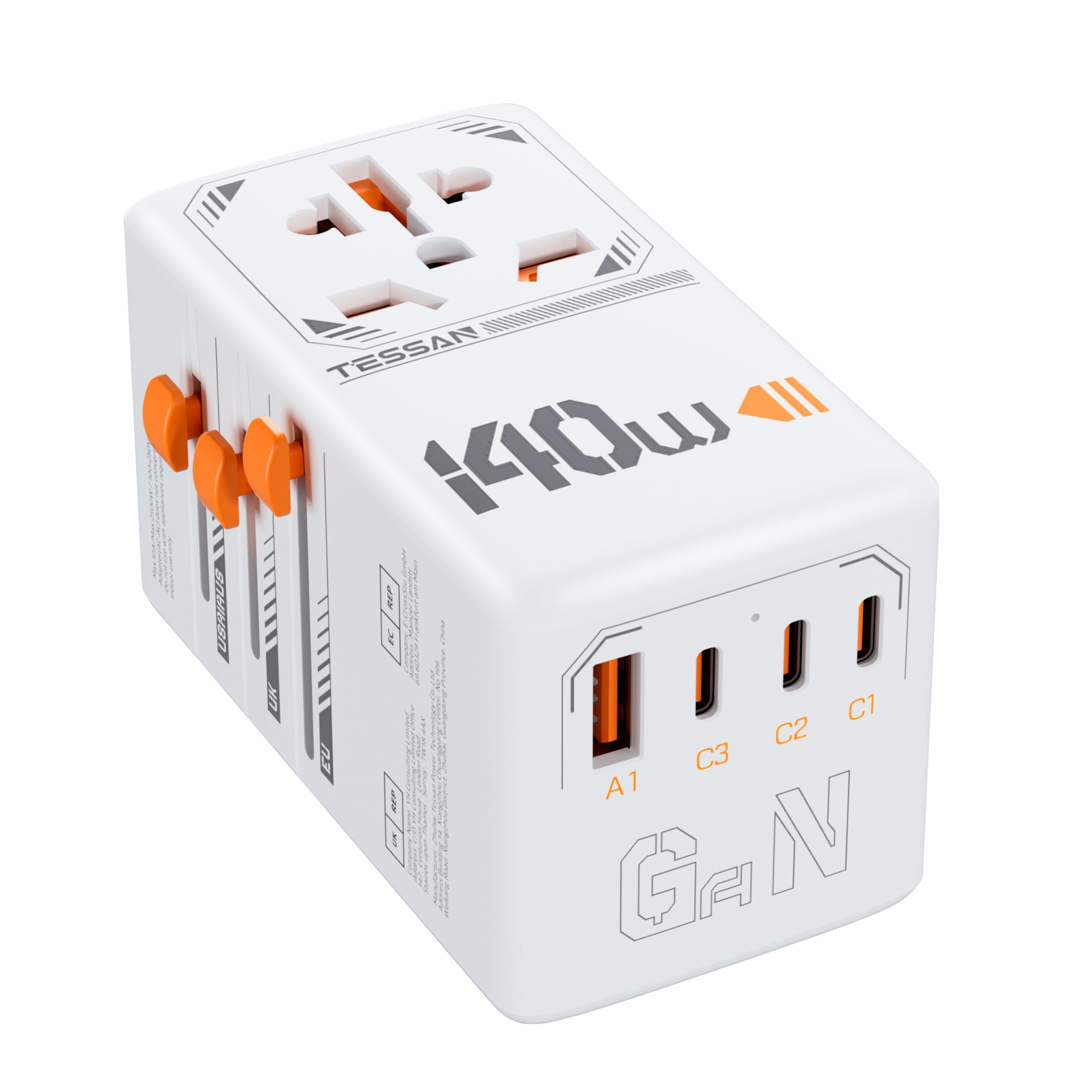 Foto 2 pulgar | Adaptador De Viaje Universal Tessan 140 W Con 4 Puertos Usb - Venta Internacional.