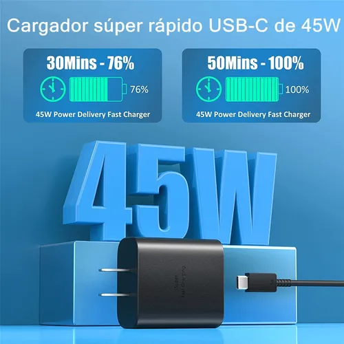 Foto 4 pulgar | Cargador Tipo C De 45w Para Samsung S23 S24 Ultra 2 Piezas