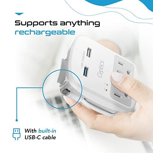 Foto 5 pulgar | Adaptador De Viaje Ceptics Universal Con 2 Usb, Usb-c Y 2 Enchufes - Venta Internacional.