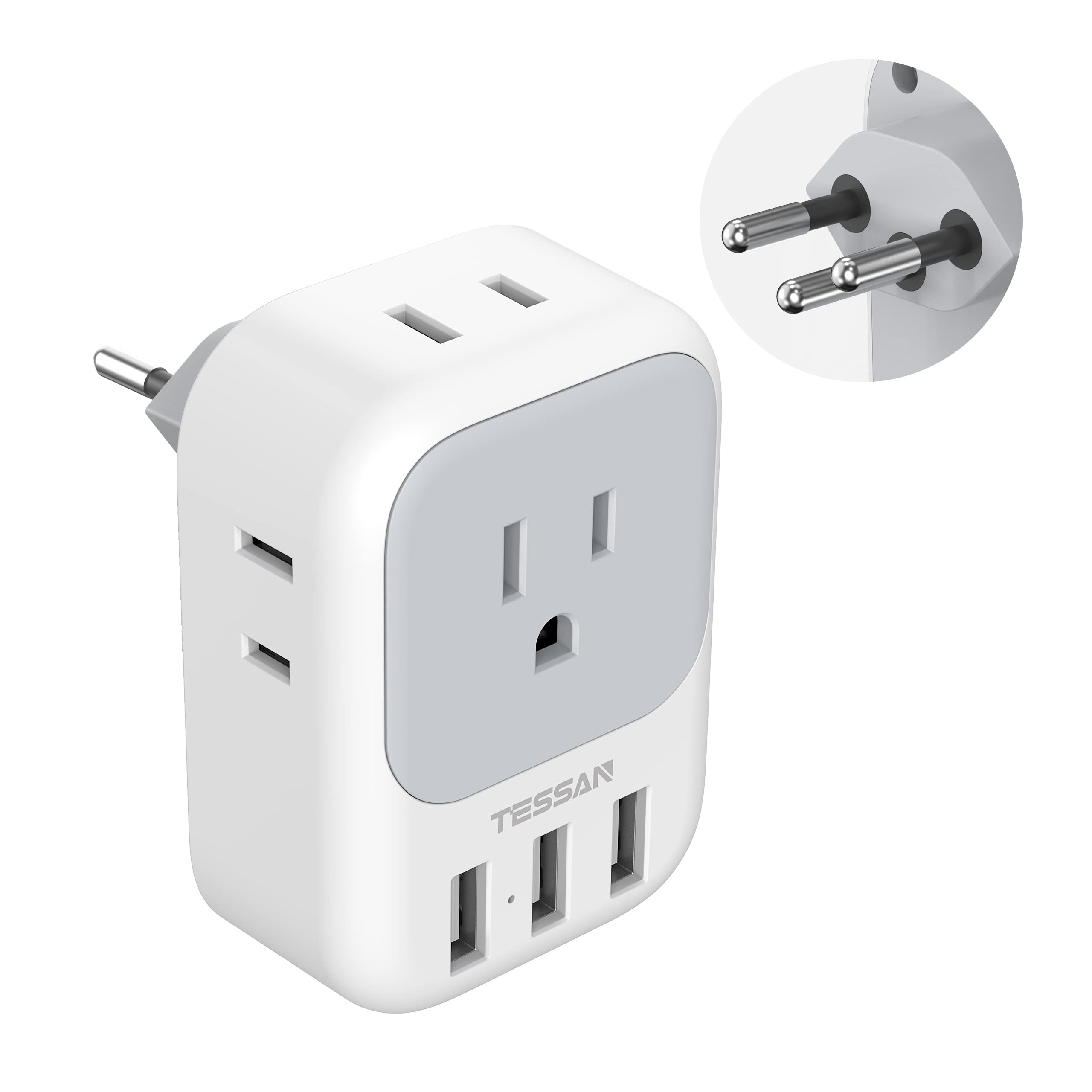 Adaptador De Corriente Tessan Suiza Tipo J Con 4 Salidas, 3 Usb - Venta Internacional. $596