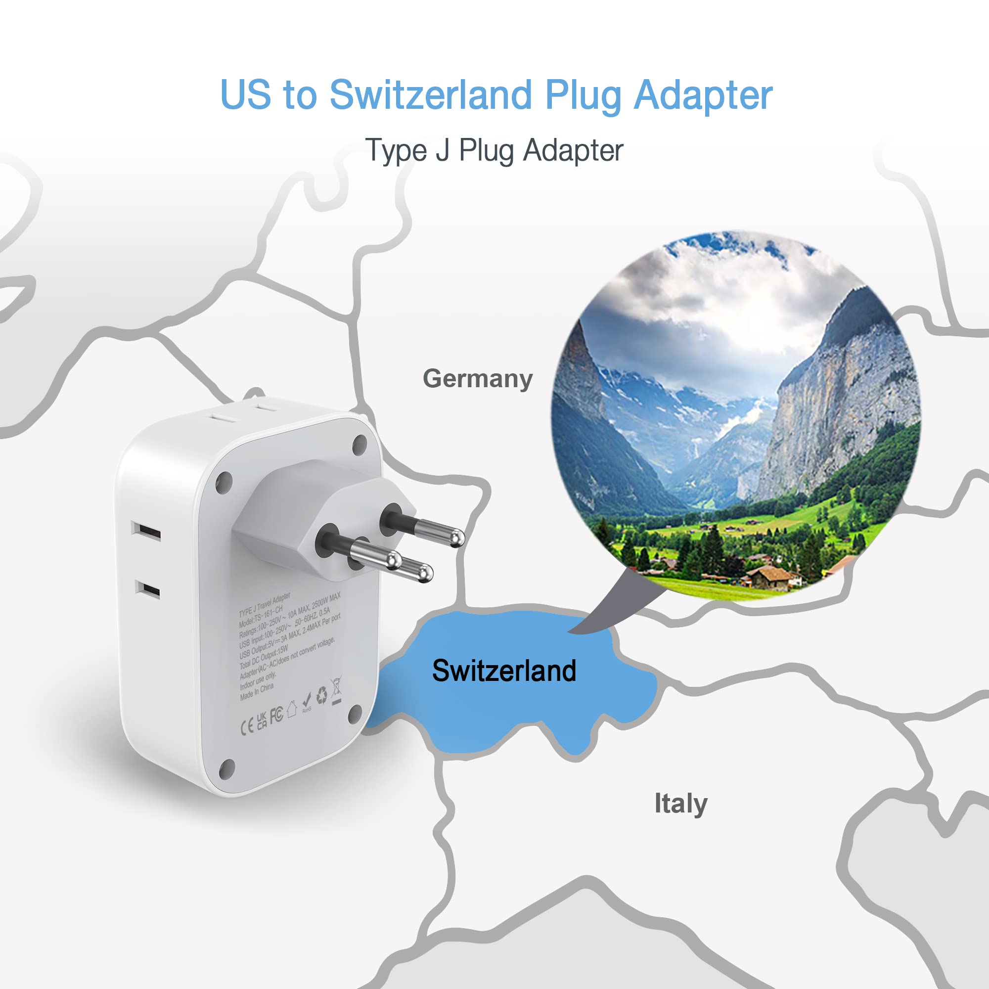 Foto 5 pulgar | Adaptador De Corriente Tessan Suiza Tipo J Con 4 Salidas, 3 Usb - Venta Internacional.