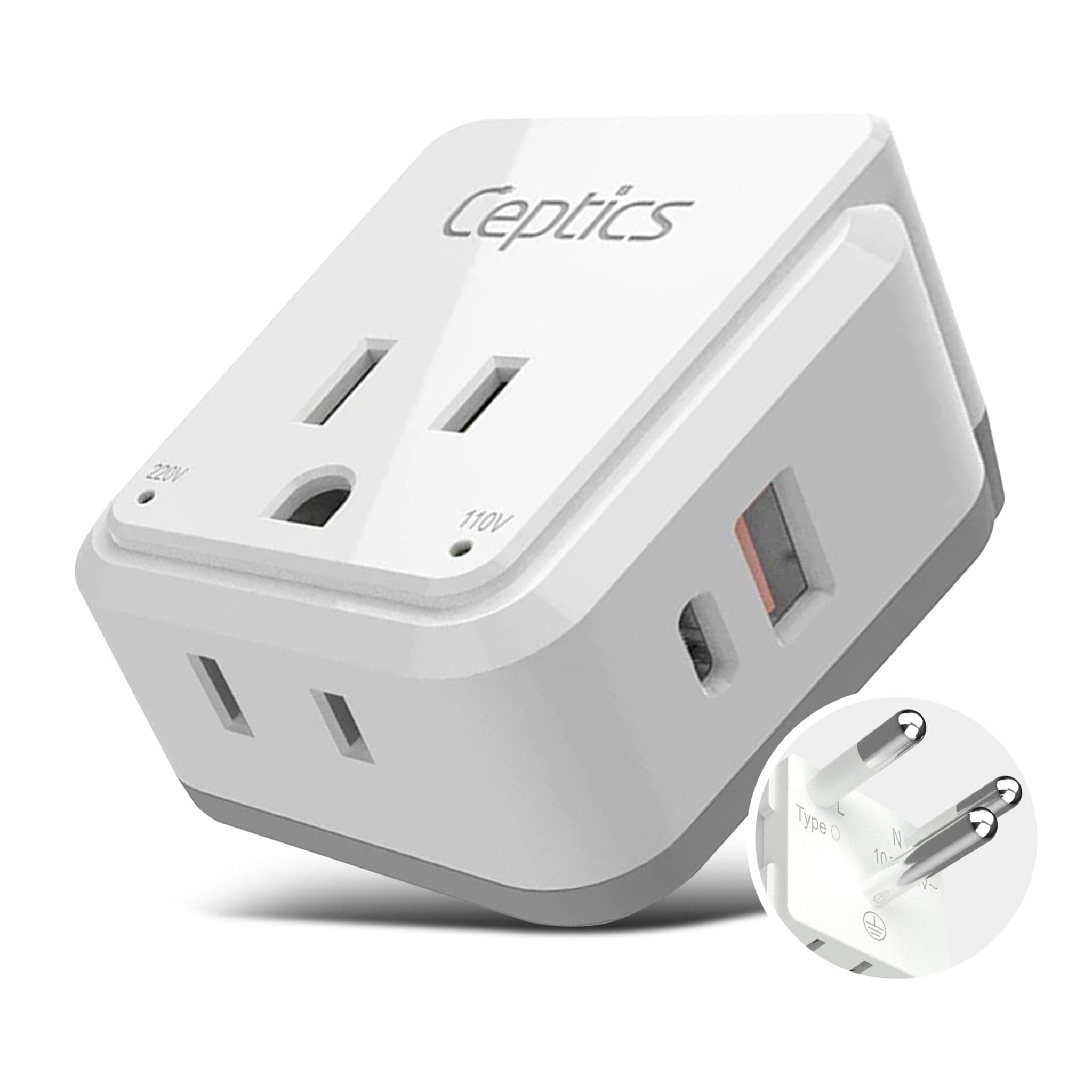 Set De Adaptadores De Viaje Ceptics Thailand Type O 20w Pd & Qc - Venta Internacional. $698