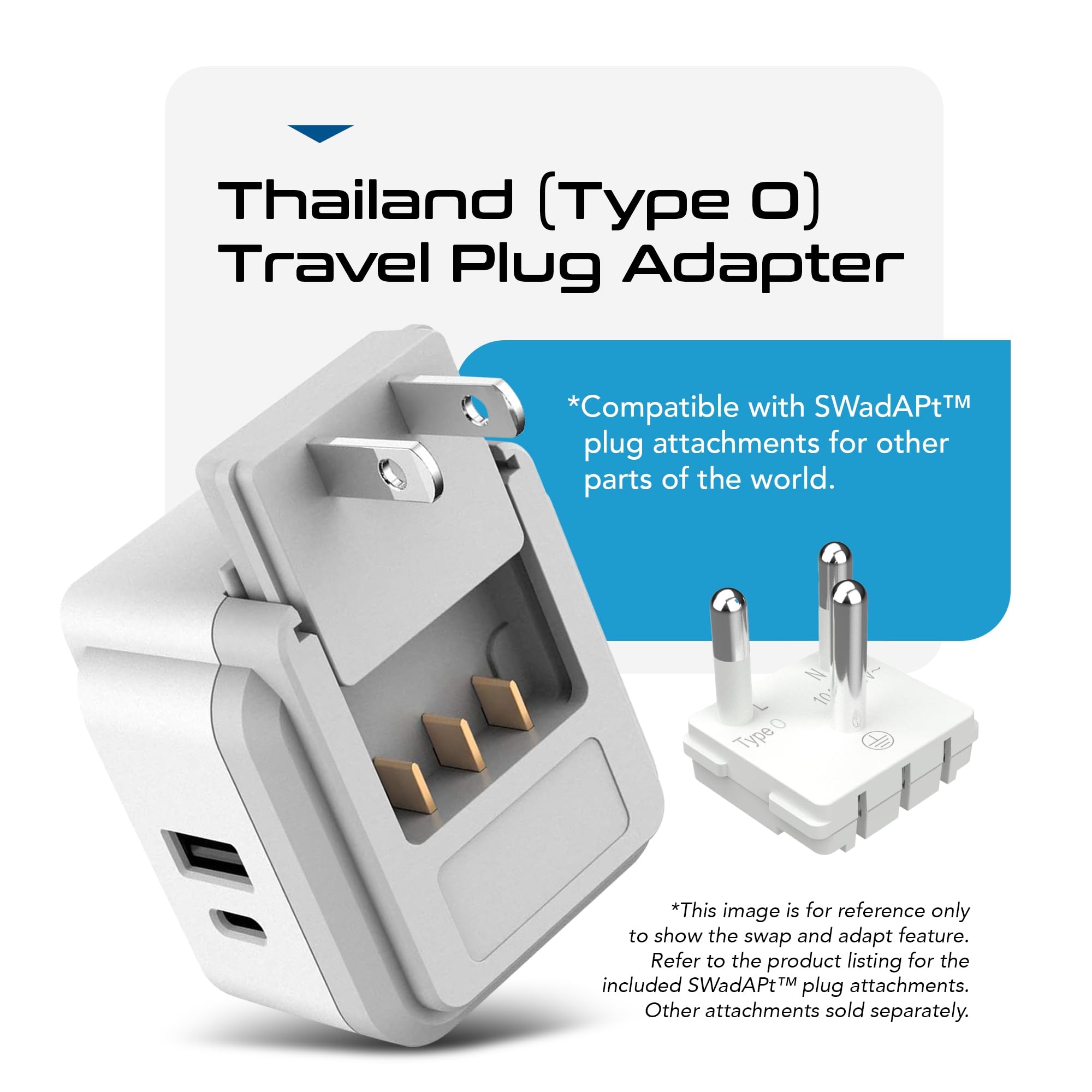 Foto 3 pulgar | Set De Adaptadores De Viaje Ceptics Thailand Type O 20w Pd & Qc - Venta Internacional.