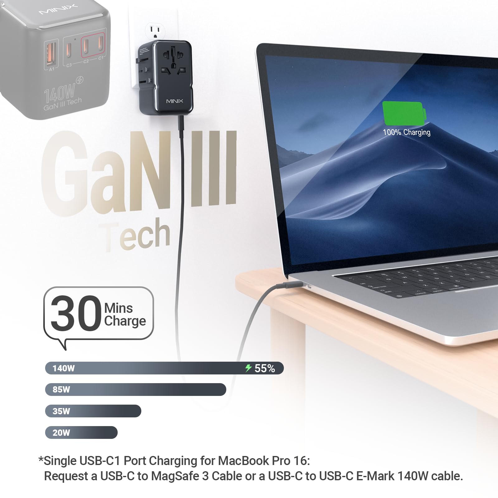 Foto 3 pulgar | Adaptador De Viaje Minix Tp140 140w Gan Iii 4 Usb-c 1 Usb-a - Venta Internacional.