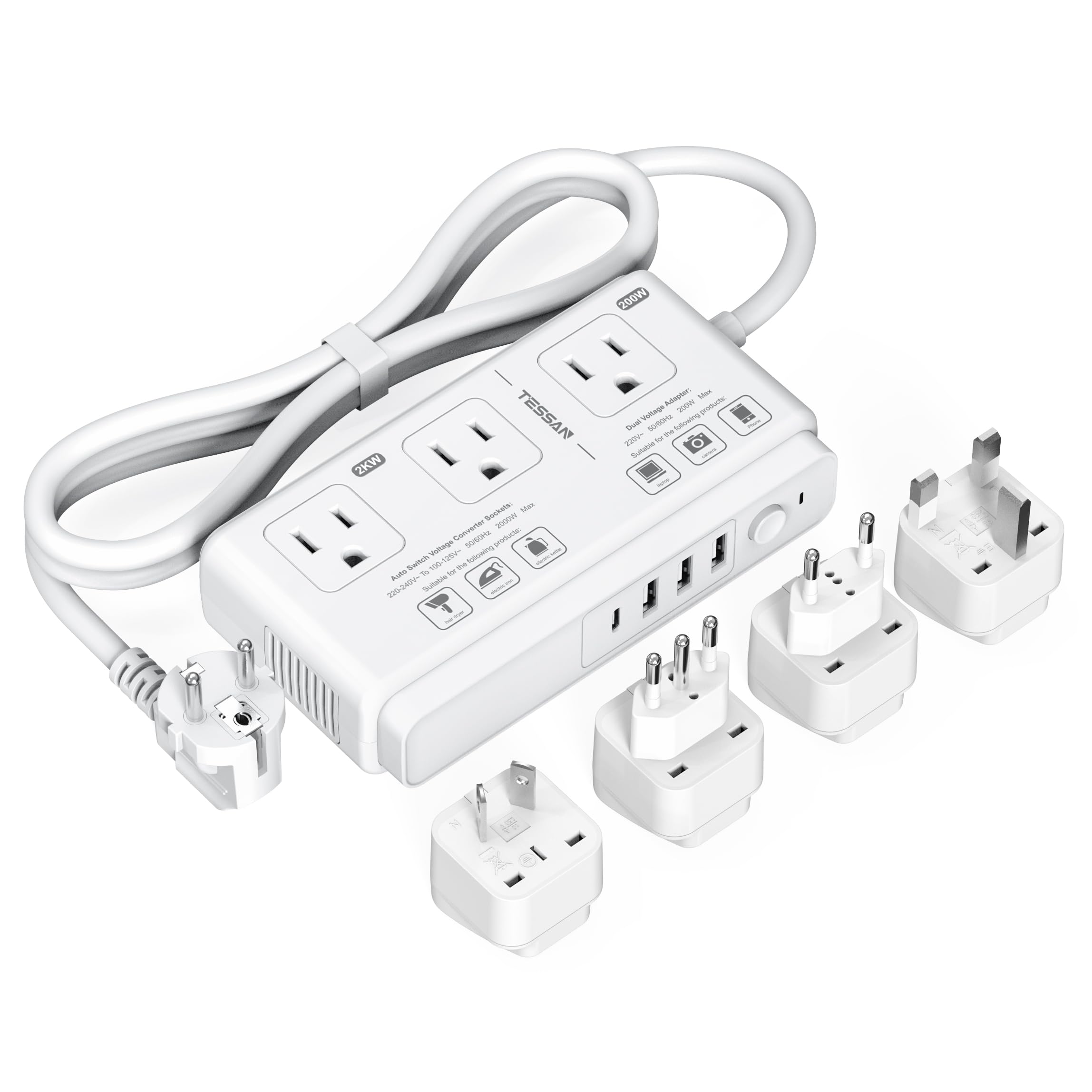 Foto 1 | Convertidor De Voltaje Tessan De 220 V A 110 V Con 4 Enchufes Usb Y 3 Ac - Venta Internacional.