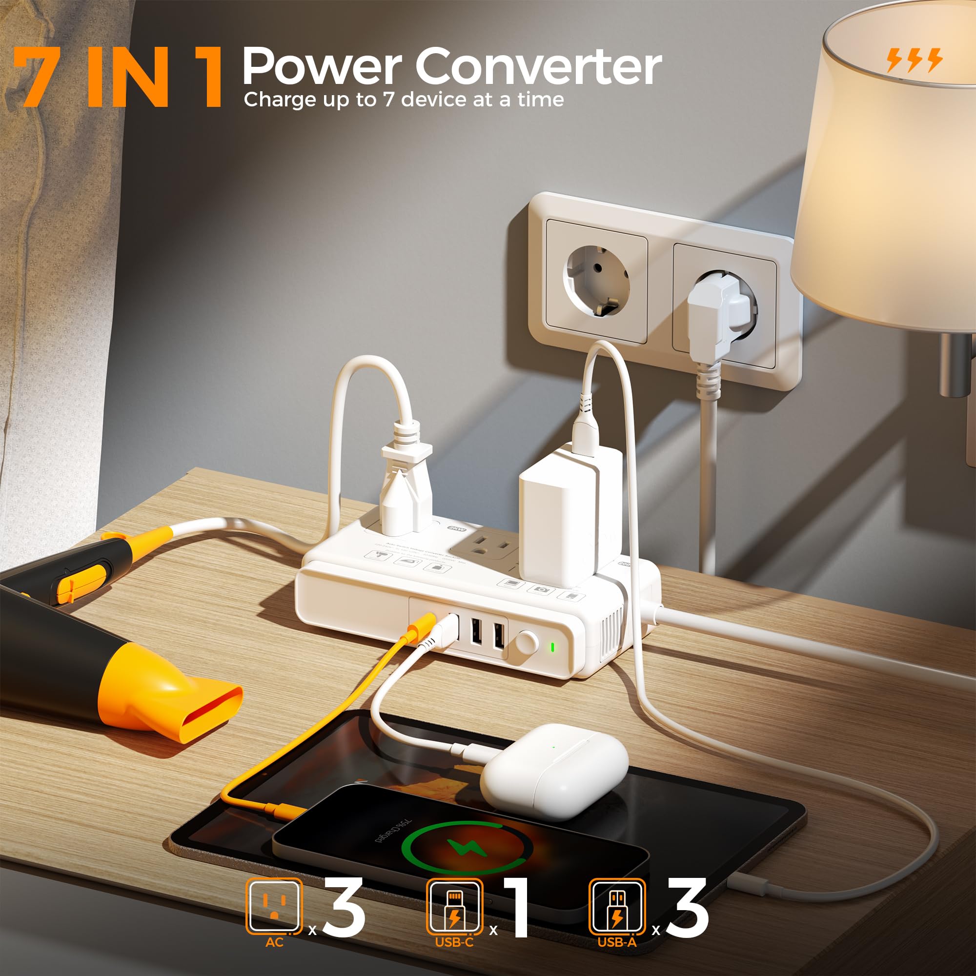Foto 5 pulgar | Convertidor De Voltaje Tessan De 220 V A 110 V Con 4 Enchufes Usb Y 3 Ac - Venta Internacional.