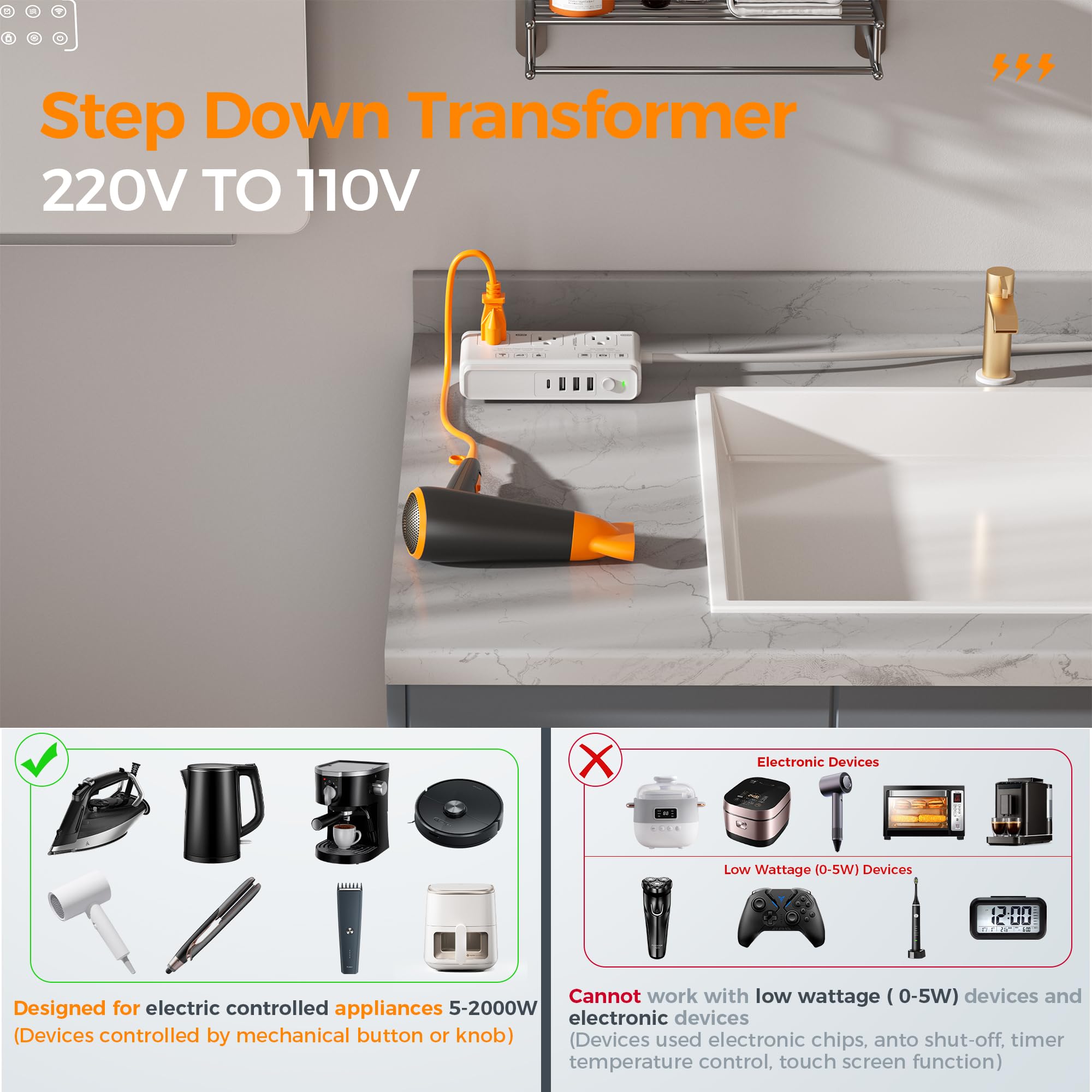Foto 6 pulgar | Convertidor De Voltaje Tessan De 220 V A 110 V Con 4 Enchufes Usb Y 3 Ac - Venta Internacional.