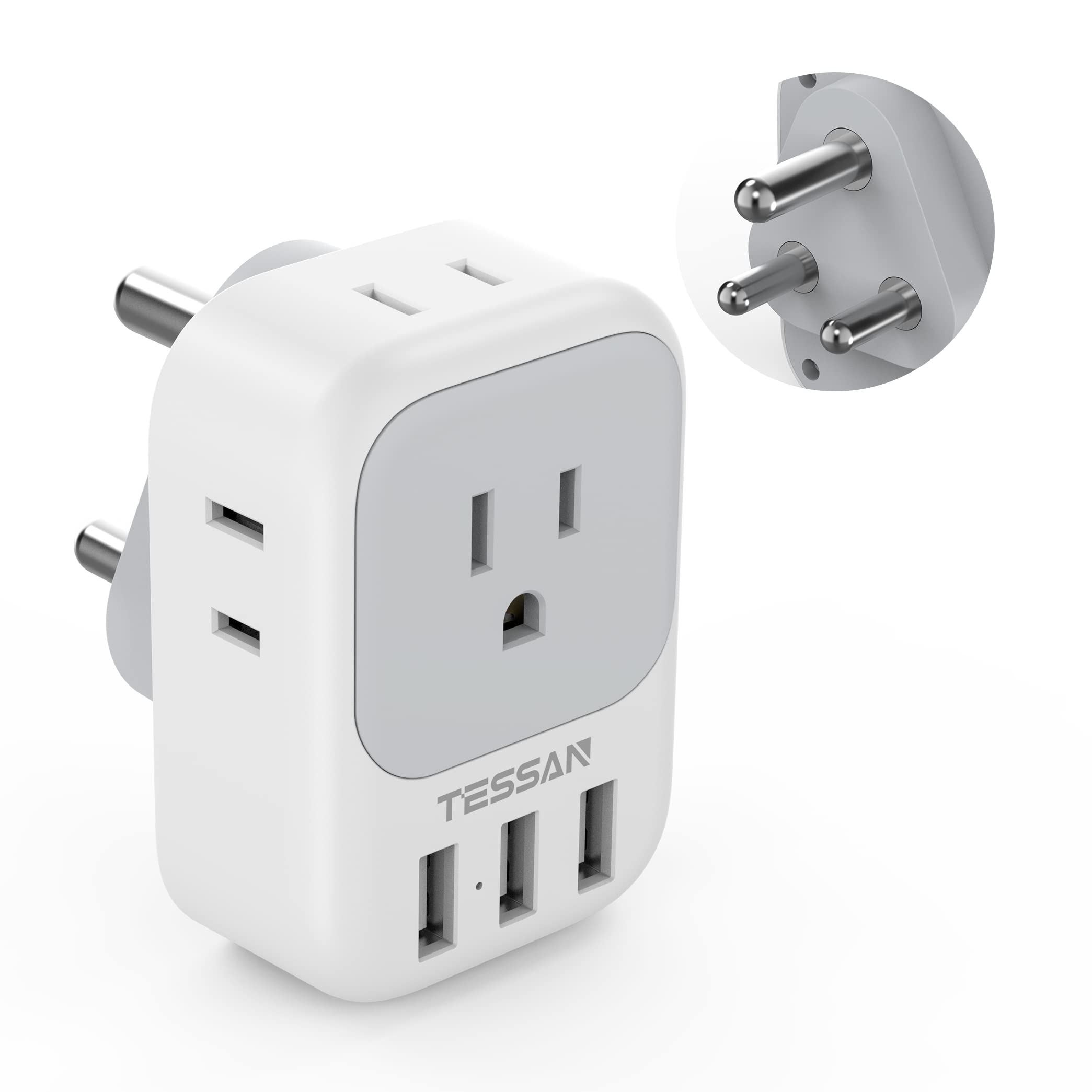 Foto 2 pulgar | Adaptador De Corriente Tessan Type M Travel Plug Con 4 Tomas De Corriente Alterna Y 3 Usb - Venta Internacional.