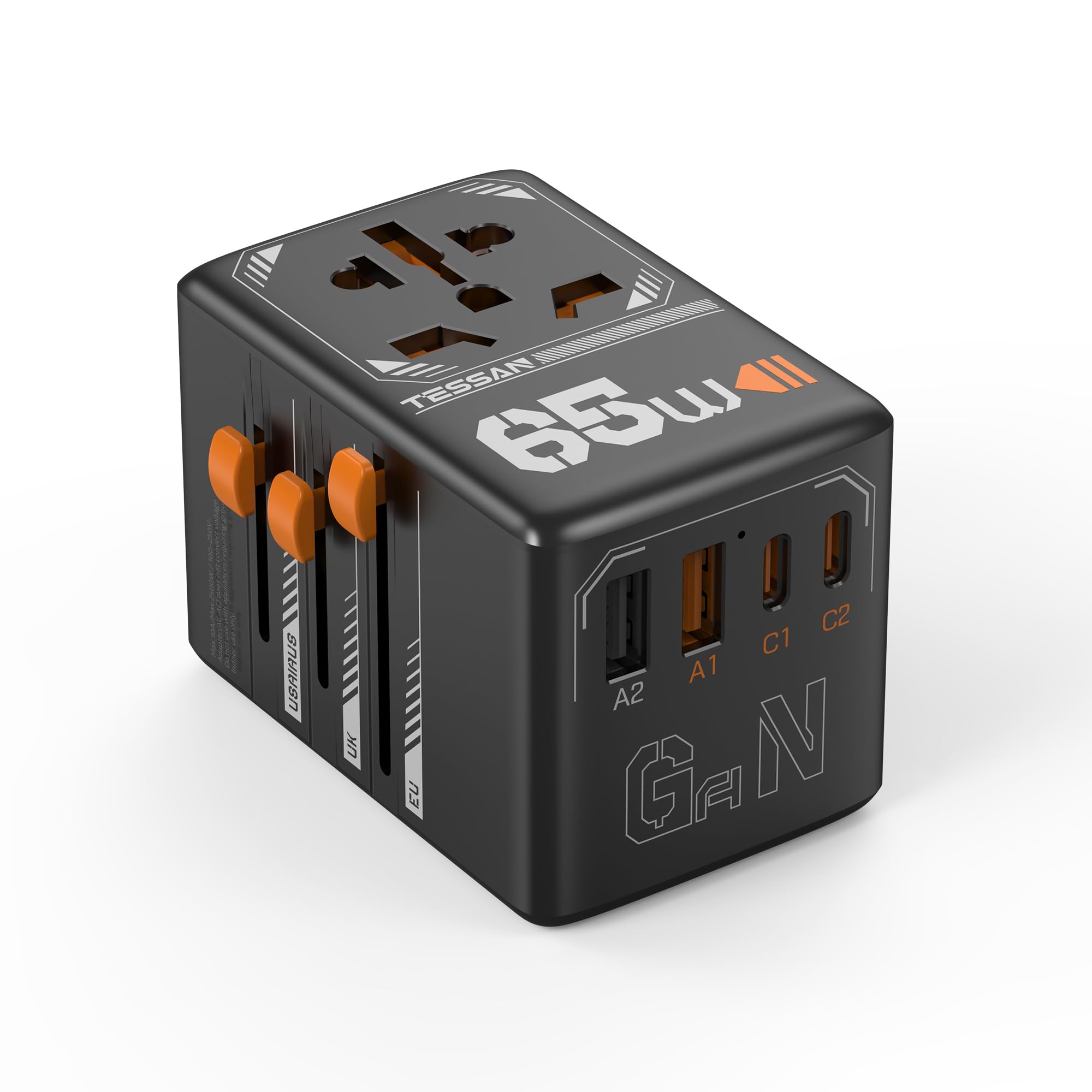 Foto 2 pulgar | Adaptador De Viaje Tessan Universal Gan 65w Con 4 Puertos Usb 5 En 1 - Venta Internacional.