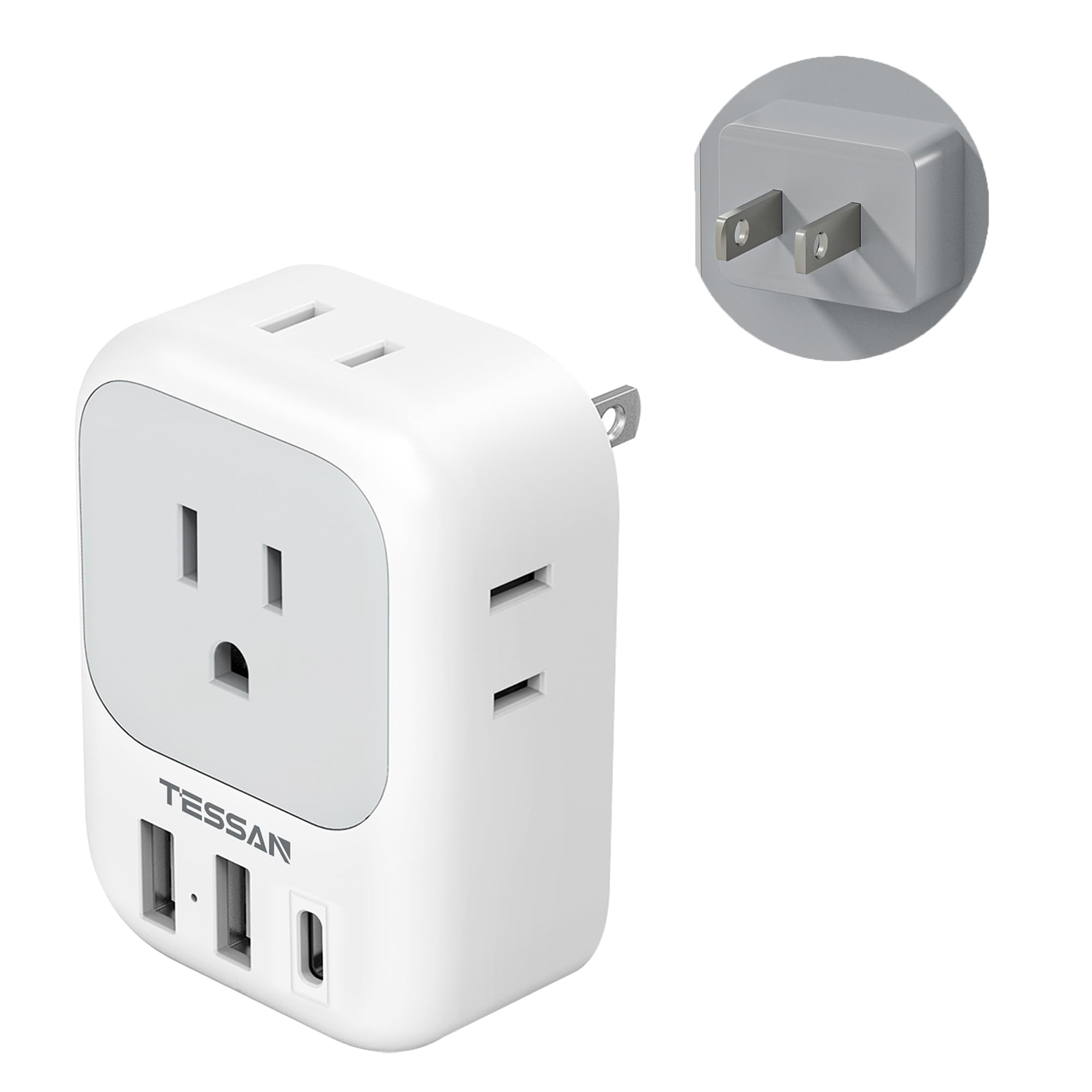 Foto 2 pulgar | Adaptador De Viaje Tessan Tipo A Con 4 Salidas Y 3 Puertos Usb - Venta Internacional.