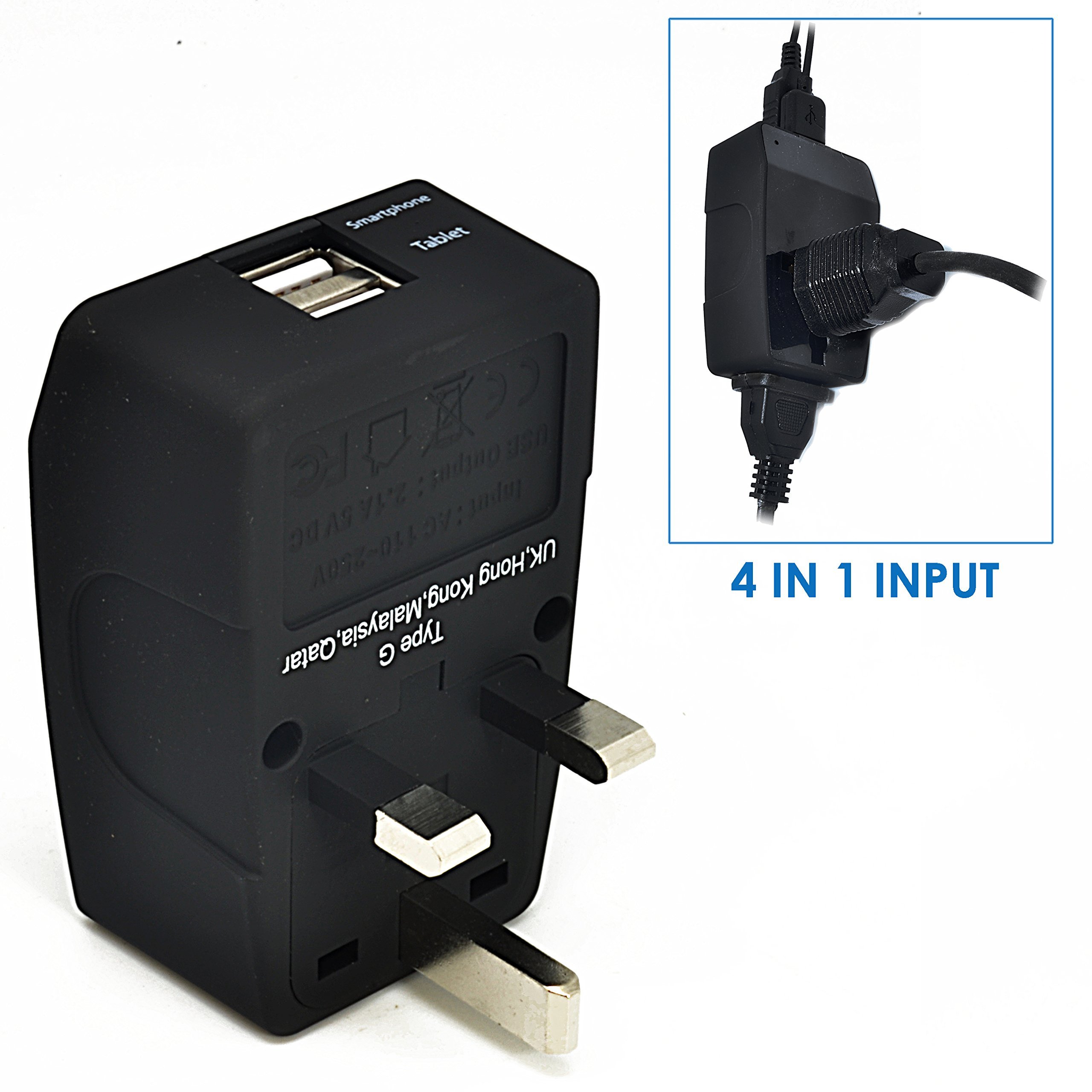 Foto 3 pulgar | Adaptador De Viaje Ceptics Uk Tipo G Con Entradas Usb Duales De 2,1 A - Venta Internacional.
