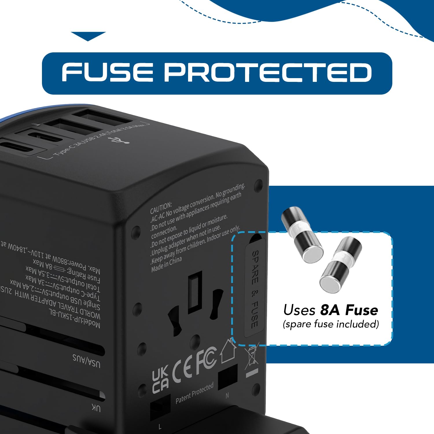 Foto 8 pulgar | Adaptador De Viaje Ceptics Universal 5 En 1 Con Usb-a Y Usb-c De 3,5 A - Venta Internacional.