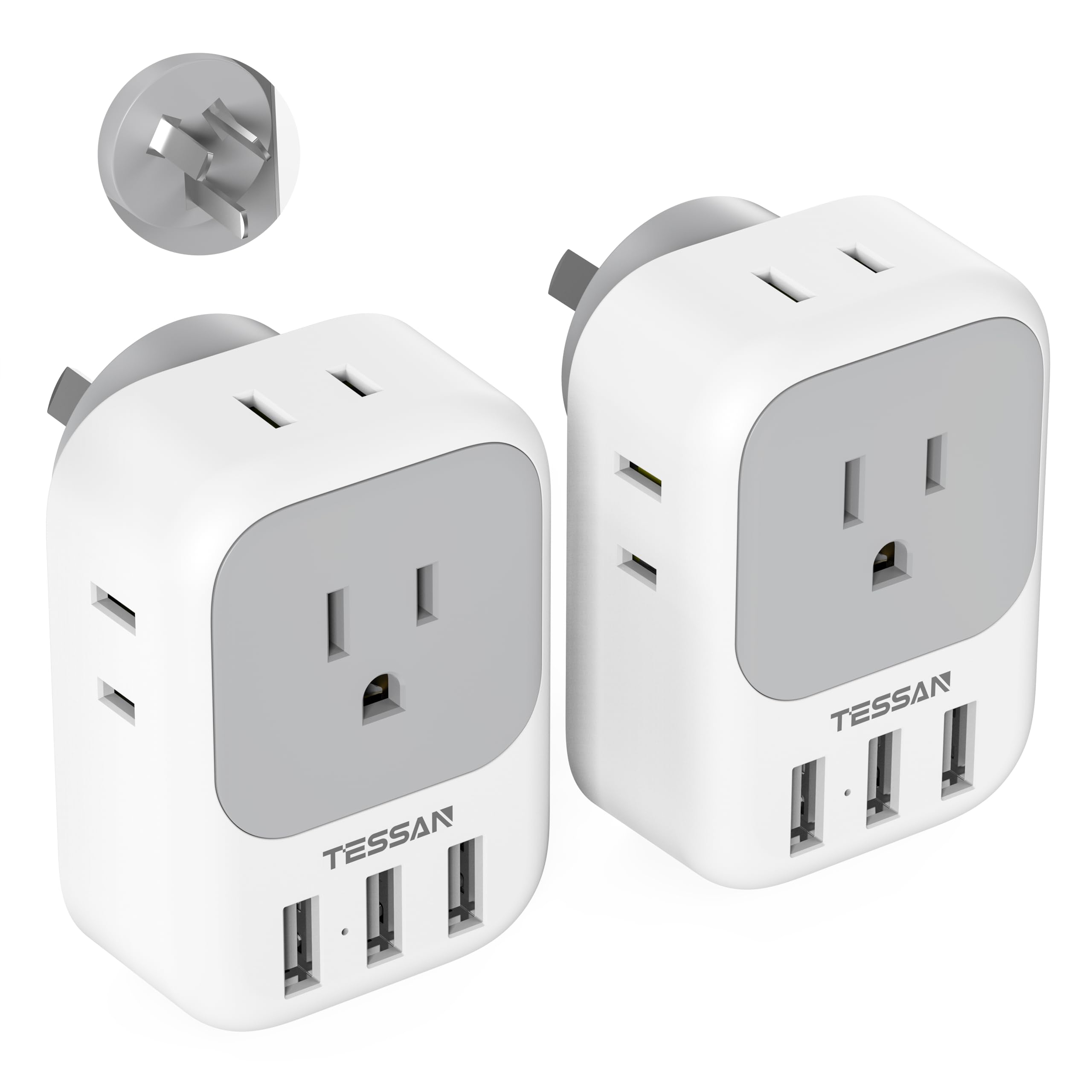 Foto 1 | Adaptador De Alimentación Tessan De Ee. Uu. A Australia Con 4 Salidas, 3 Usb - Venta Internacional.
