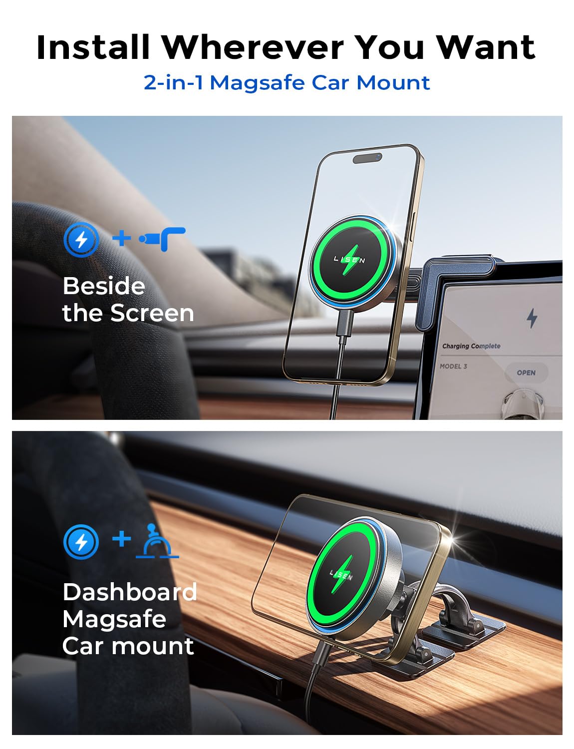 Foto 4 pulgar | Cargador De Soporte Para Teléfono Lisen Tesla Magsafe De 15 W Para Iphone - Venta Internacional.
