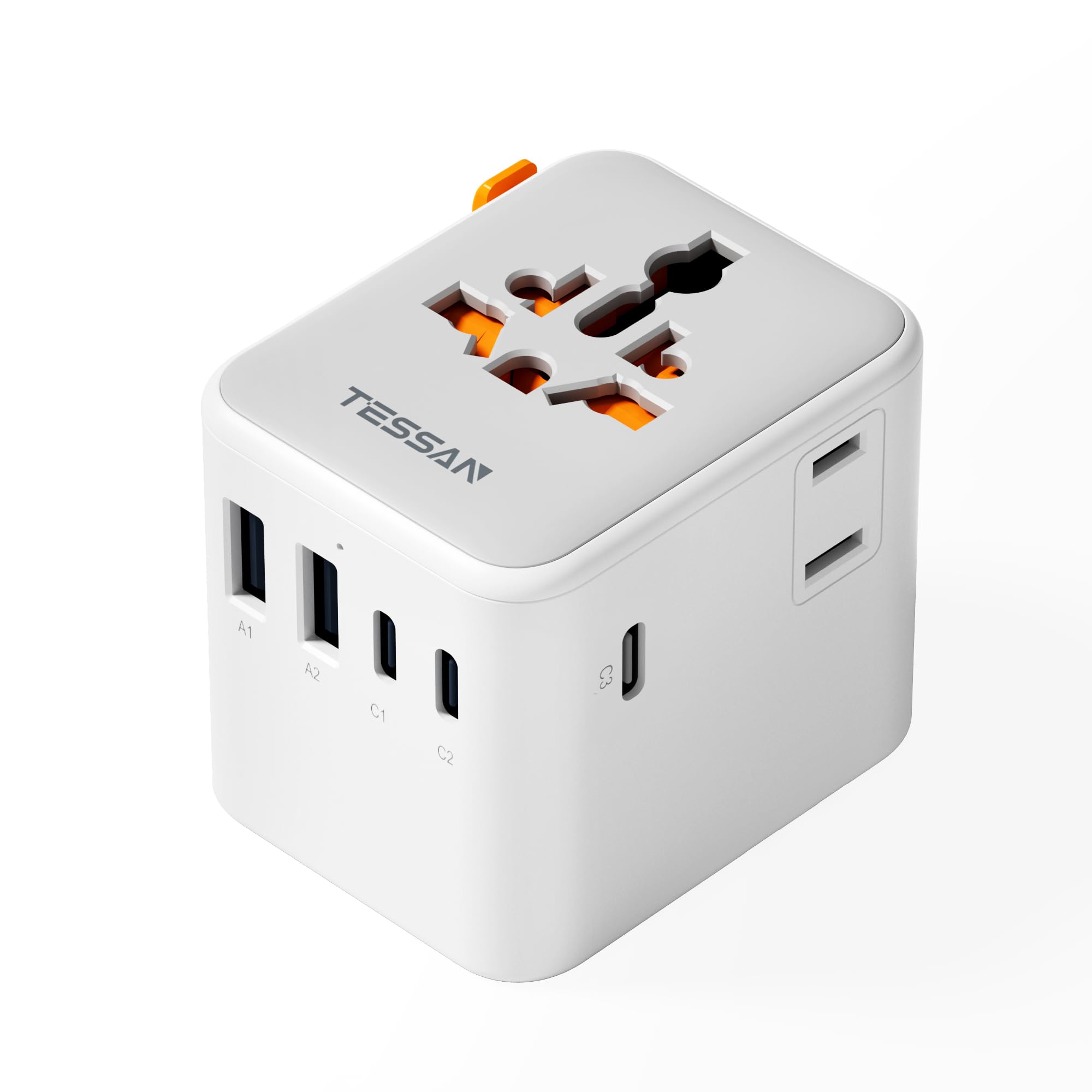 Foto 2 pulgar | Adaptador De Viaje Tessan Universal De 28 W Con 2 Tomas De Corriente Alterna Y 5 Puertos Usb - Venta Internacional.