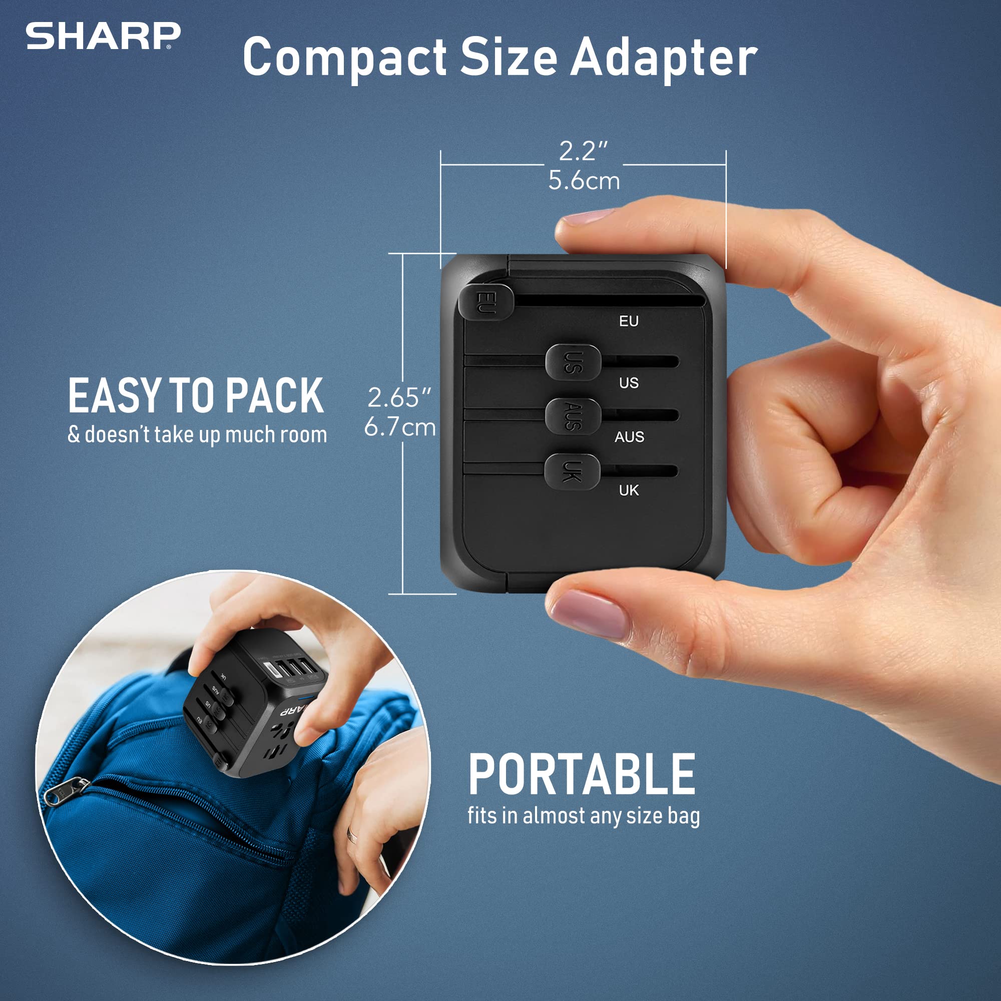 Foto 5 pulgar | Adaptador De Viaje Universal Sharp Worldwide Con 3 Usb-a Y 1 Usb-c - Venta Internacional.