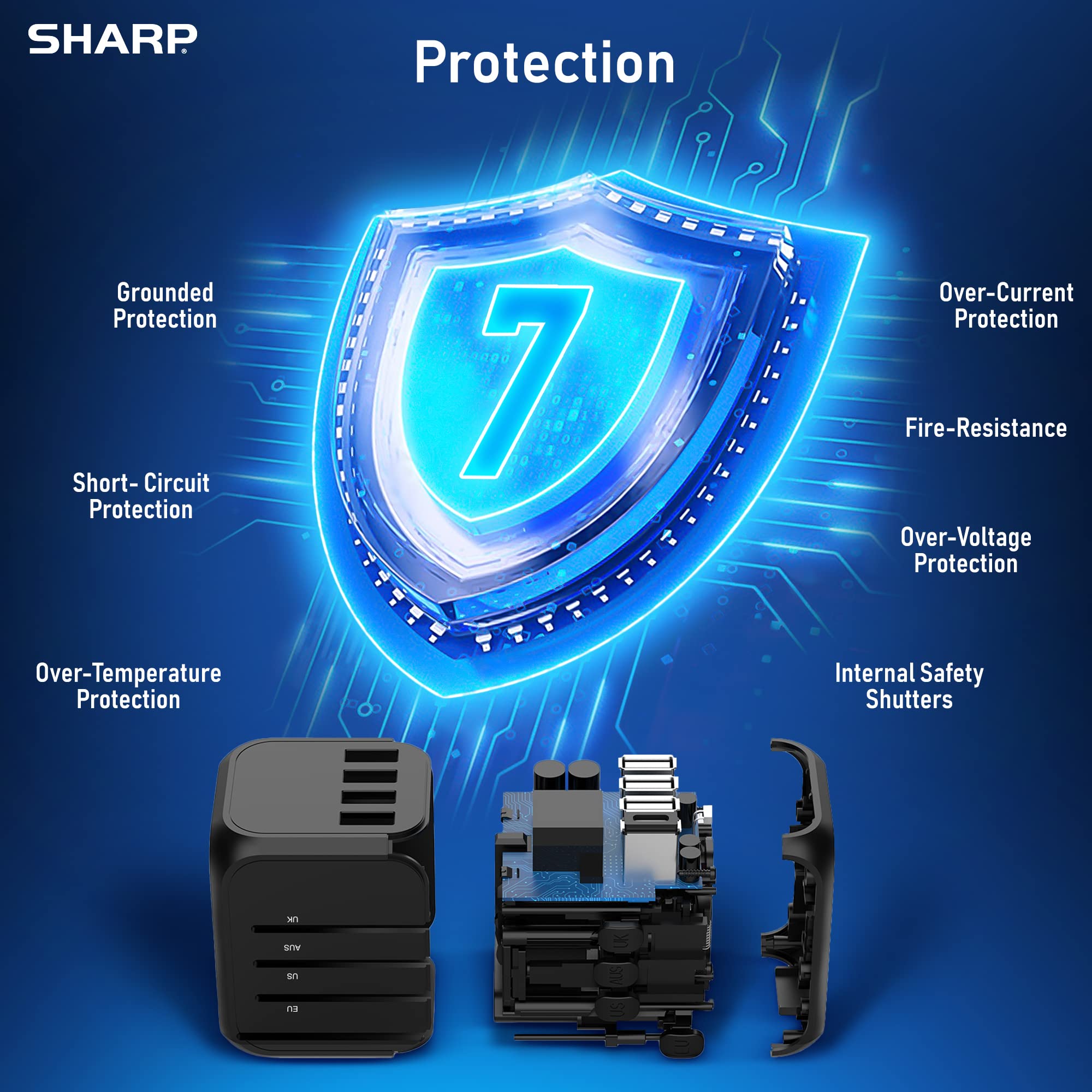 Foto 7 pulgar | Adaptador De Viaje Universal Sharp Worldwide Con 3 Usb-a Y 1 Usb-c - Venta Internacional.