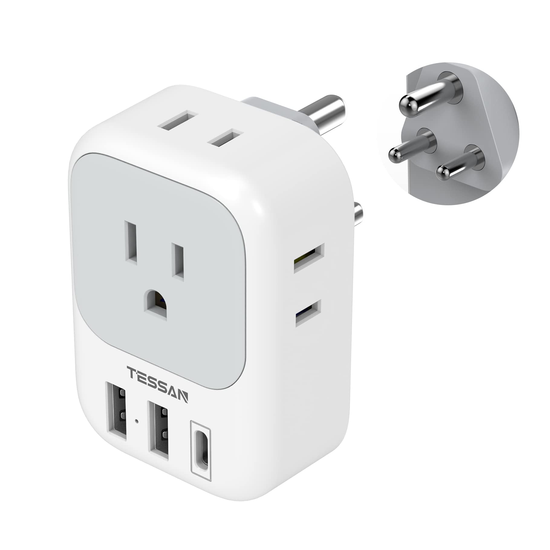 Foto 2 pulgar | Adaptador De Viaje Tessan De Ee. Uu. A La India Con 4 Salidas Y 3 Puertos Usb - Venta Internacional.