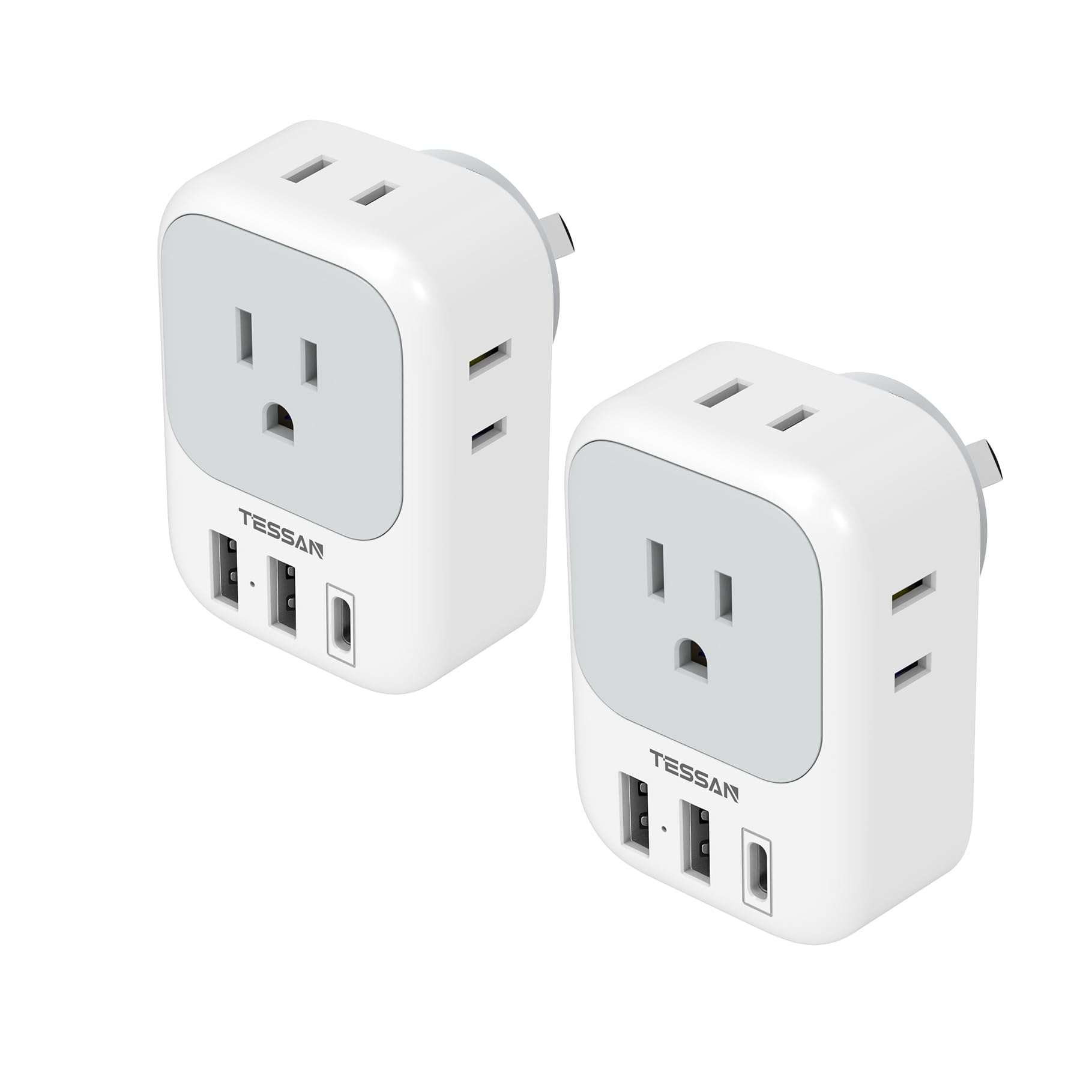 Foto 2 pulgar | Adaptador De Enchufe Tessan Australia Con 4 Salidas, 3 Puertos Usb, Paquete De 2 - Venta Internacional.