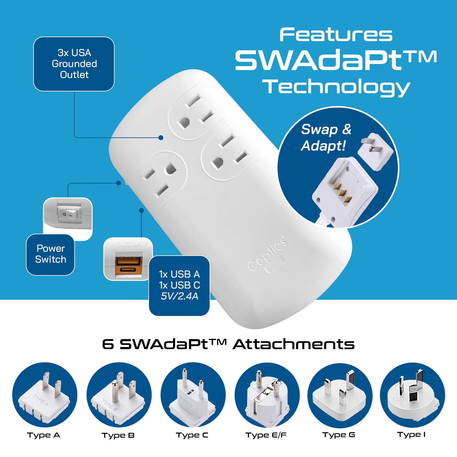 Foto 3 | Convertidor De Voltaje Ceptics De 300 W, 220 V A 110 V Con Usb-c De 18 W - Venta Internacional.
