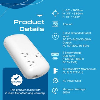 Foto 5 | Convertidor De Voltaje Ceptics De 300 W, 220 V A 110 V Con Usb-c De 18 W - Venta Internacional.