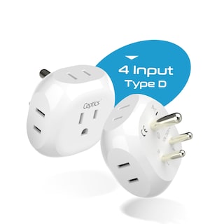 Foto 2 | Adaptador De Viaje Ceptics India, Pakistán, Tipo D Con 4 Entradas, Paquete De 4 - Venta Internacional.