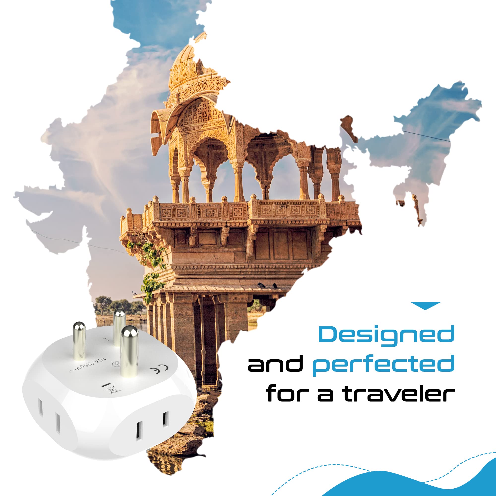 Foto 5 pulgar | Adaptador De Viaje Ceptics India, Pakistán, Tipo D Con 4 Entradas, Paquete De 4 - Venta Internacional.