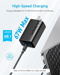 Foto 2 | Cargador Anker Usb C De 3 Puertos Piq 3.0 De 67 W Para Macbook Pro, Ipad - Venta Internacional.