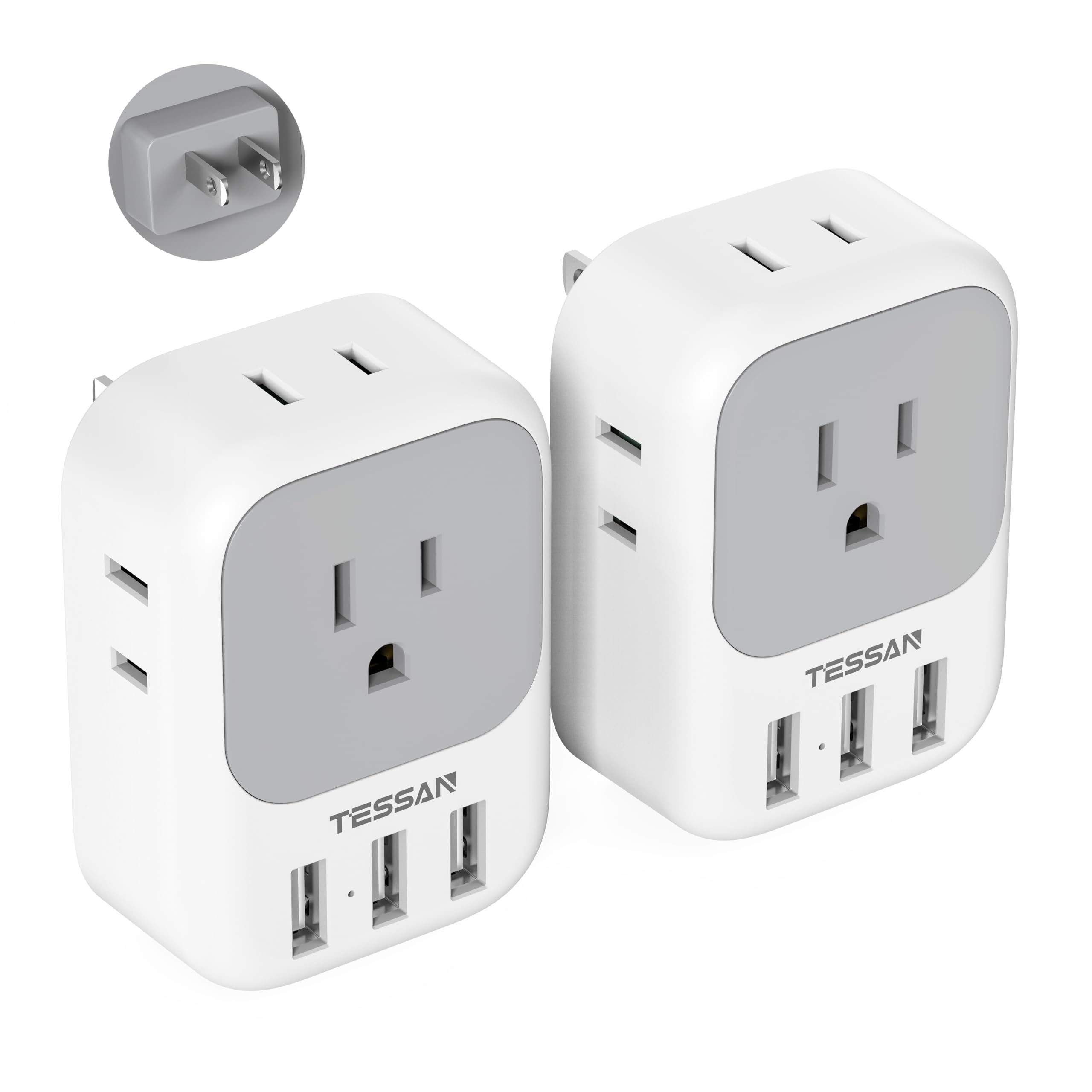 Foto 1 | Adaptador De Enchufe Tessan De Ee. Uu. A Japón, Paquete De 2 Con 4 Tomas De Corriente Alterna Y 3 Usb - Venta Inter