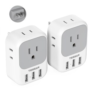 Foto 1 | Adaptador De Enchufe Tessan De Ee. Uu. A Japón, Paquete De 2 Con 4 Tomas De Corriente Alterna Y 3 Usb - Venta Inter