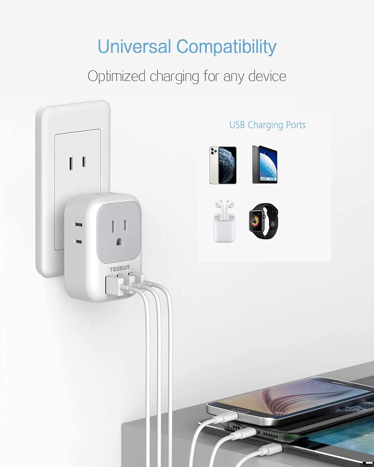 Foto 4 pulgar | Adaptador De Enchufe Tessan De Ee. Uu. A Japón, Paquete De 2 Con 4 Tomas De Corriente Alterna Y 3 Usb - Venta Inter