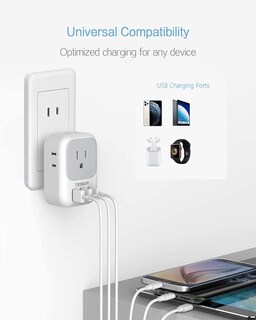 Foto 3 | Adaptador De Enchufe Tessan De Ee. Uu. A Japón, Paquete De 2 Con 4 Tomas De Corriente Alterna Y 3 Usb - Venta Inter