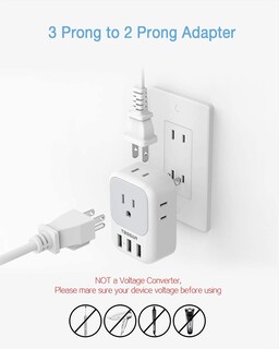 Foto 4 | Adaptador De Enchufe Tessan De Ee. Uu. A Japón, Paquete De 2 Con 4 Tomas De Corriente Alterna Y 3 Usb - Venta Inter