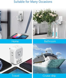 Foto 6 | Adaptador De Enchufe Tessan De Ee. Uu. A Japón, Paquete De 2 Con 4 Tomas De Corriente Alterna Y 3 Usb - Venta Inter