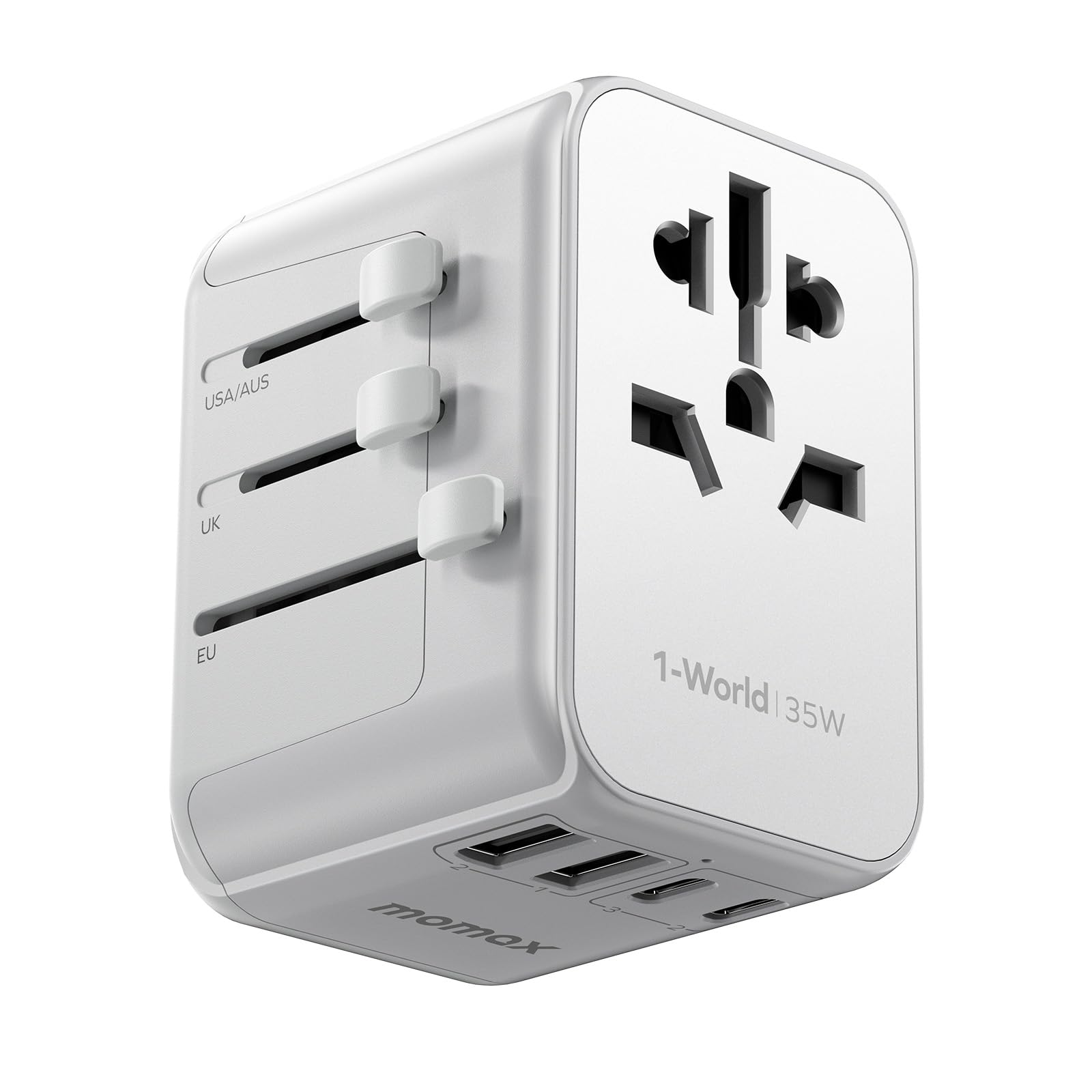 Foto 2 pulgar | Adaptador De Enchufe De Viaje Momax 35 W Pd De Carga Rápida Con 3 Usb-c - Venta Internacional.