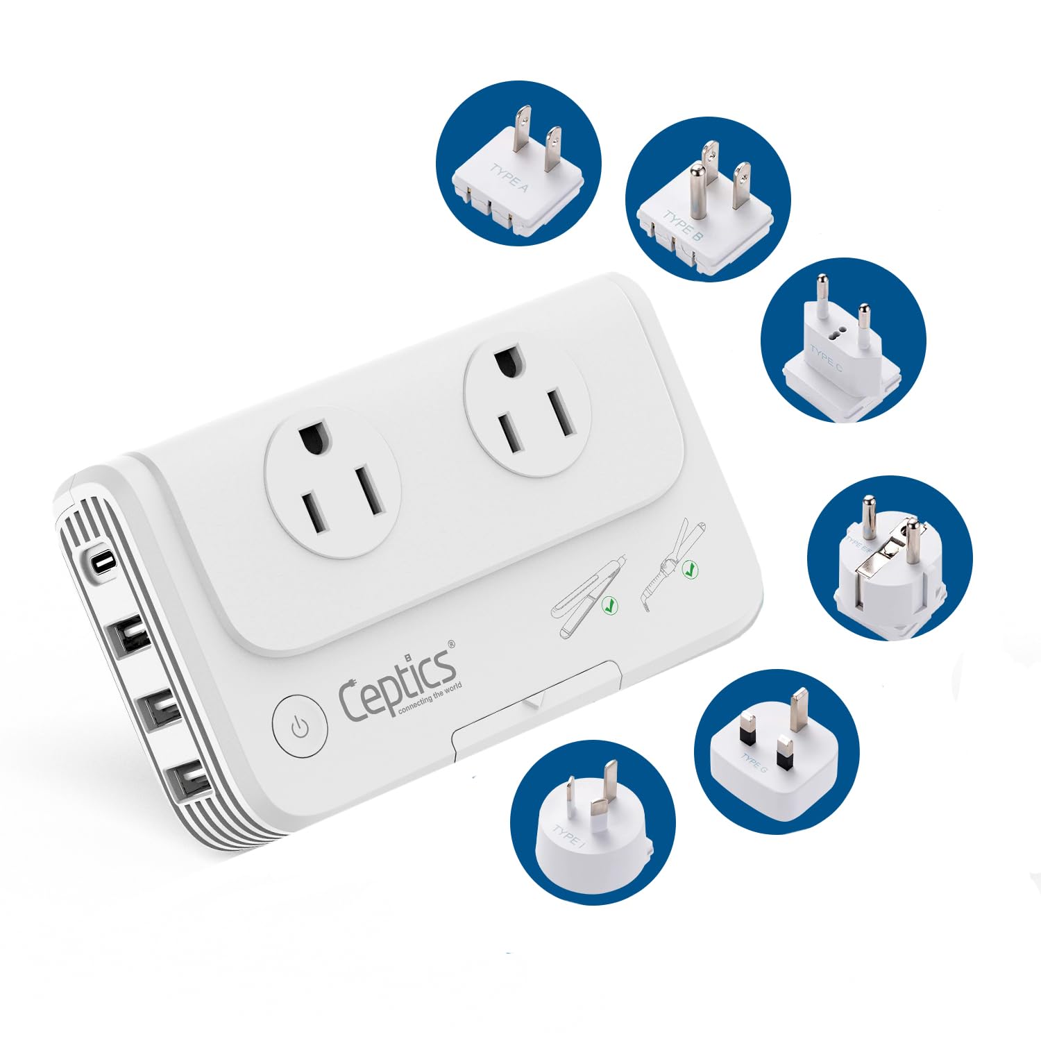 Convertidor De Voltaje Ceptics Travel -200 W, 220 V A 110 V Con Usb - Venta Internacional. $1,349