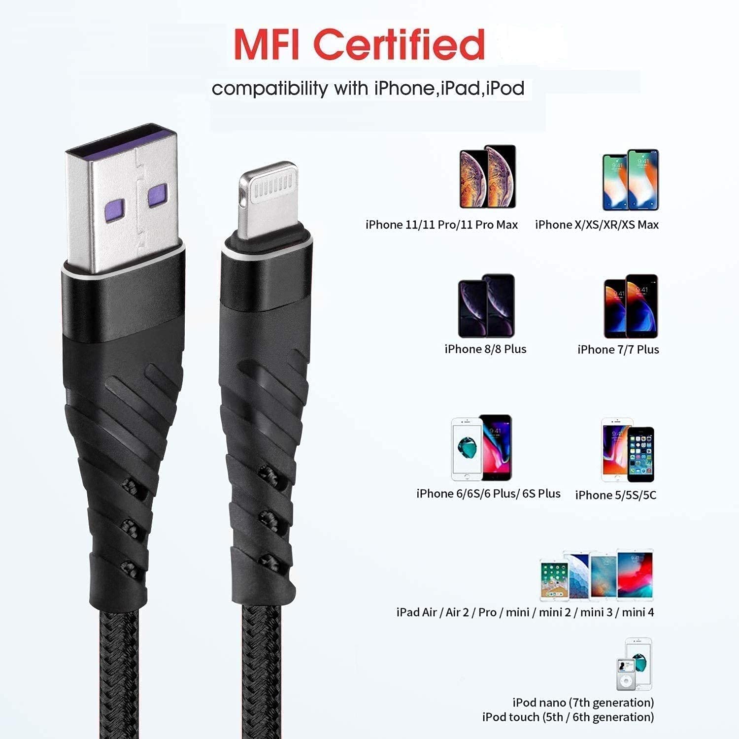 Foto 7 pulgar | Cable de Carga CyvenSmart 3 m para iPhone con Certificación MFI - Venta Internacional