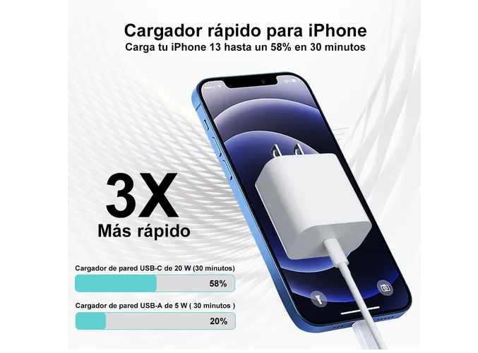 Foto 3 pulgar | Xtellar Cargador Rápido De Lujo 20w Pd 3.0 Para Iphone 14 - Potencia Superior Y Carga Acelerada En Tiempo Récord