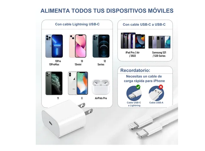 Foto 5 pulgar | Xtellar Cargador Rápido De Lujo 20w Pd 3.0 Para Iphone 14 - Potencia Superior Y Carga Acelerada En Tiempo Récord