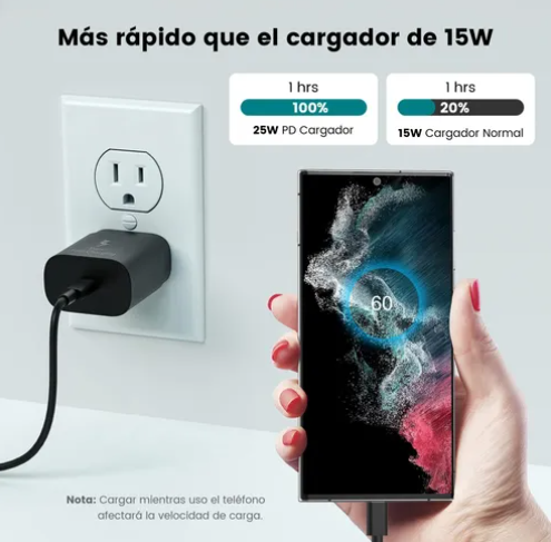 Foto 3 pulgar | Cargador Xtellar Rápido Tipo C Para Samsung A54 A53 A32 25w 2 Piezas