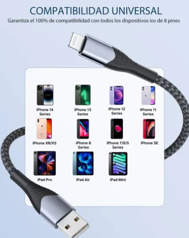 Foto 4 | Cable de Carga Rápida Xtellar 2 m 3 Piezas