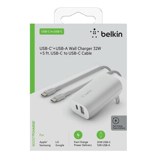 Foto 4 | Cargador Dual Belkin Pd Usb-c + Usb-a 32w Wcb004dq