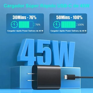 Foto 2 | Cargador Carga Rápida Tipo C Para Samsung S24 Ultra S23 45w