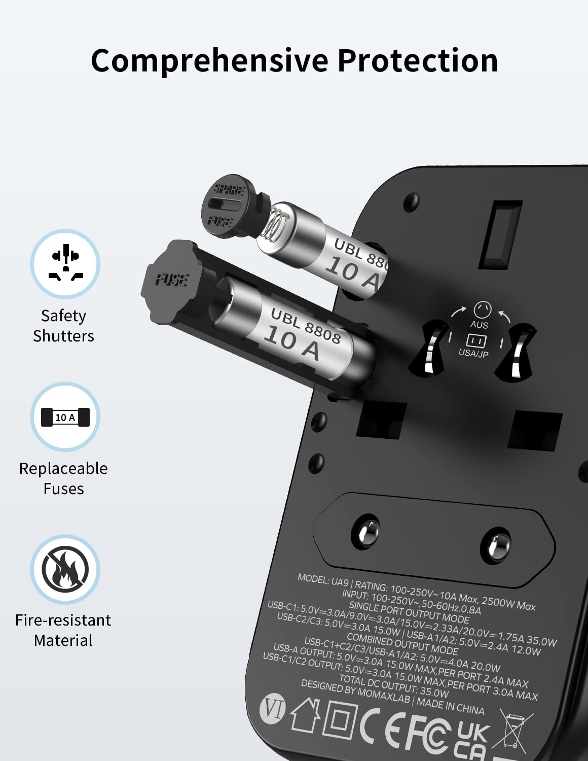 Foto 6 pulgar | Adaptador De Viaje Momax Pd De 35 W  Carga Rápida  3 Usb C  2 Usb A - Venta Internacional.