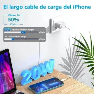 Foto 3 | Kit Cargador De Carga Rápida Xtellar Para Iphone 14 Con Cable Lightning Original 20w Pack De 2