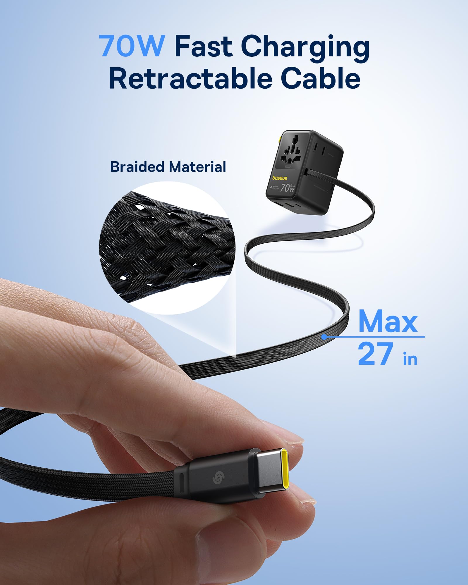 Foto 4 pulgar | Adaptador De Viaje Universal Baseus Enercore Cg11 70 W Con Cable - Venta Internacional.