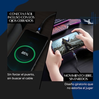 Foto 6 | Cable Magnético 3 En 1 Con Led Conector Giratorio 540° 1 Metro Pack 2 Piezas Y 6 Adaptadores